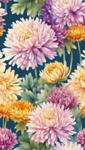 Watercolor Art Mum Chrysanthemum flower background aesthetic wallpaper illustration 1