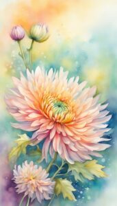 Watercolor Art Mum Chrysanthemum flower background aesthetic wallpaper illustration 2