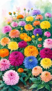 Watercolor Art Mum Chrysanthemum flower background aesthetic wallpaper illustration 4