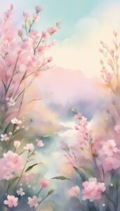 Watercolor Art Pink Flowers background wallpaper illustration 1