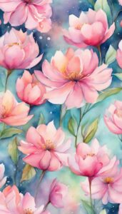 Watercolor Art Pink Flowers background wallpaper illustration 3