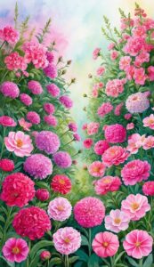 Watercolor Art Pink Flowers background wallpaper illustration 4