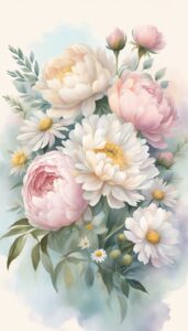 Watercolor Art Romantic Flowers aesthetic wallpaper background illustration 1