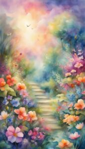 Watercolor Art Romantic Flowers aesthetic wallpaper background illustration 2