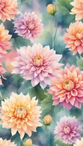 Watercolor Dahlia Flower background 1