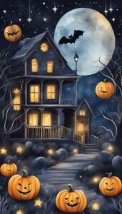 Watercolor Halloween Decoration Aesthetic Background Illustration Wallpaper 1