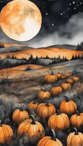 Watercolor Halloween Pumpkins background 1