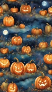 Watercolor Halloween Pumpkins background 2