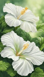 White Hibiscus Flower background aesthetic wallpaper illustration 1