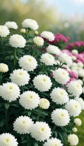 White Mum Chrysanthemum flower background aesthetic wallpaper illustration 4