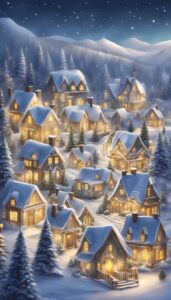 White and Gold Christmas Village background 1