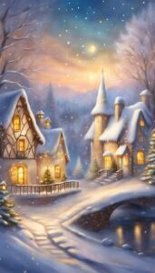 White and Gold Christmas Village background 2