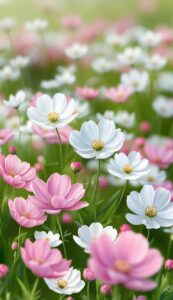 White and Pink Flowers background wallpaper illustration 4