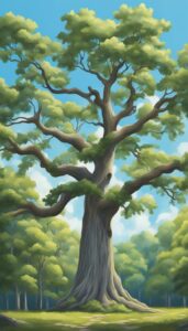 White oak tree background wallpaper illustration 1