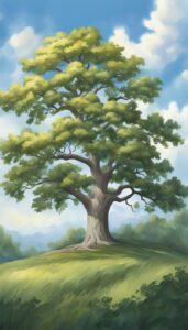 White oak tree background wallpaper illustration 2