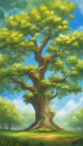 White oak tree background wallpaper illustration 3