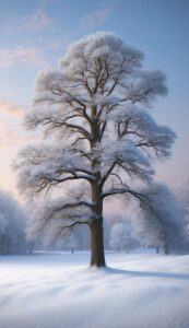 Winter oak tree background wallpaper illustration 3