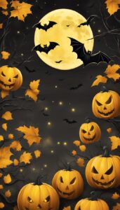 Yellow Halloween Decoration Aesthetic Background Illustration Wallpaper 1