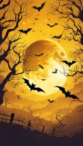 Yellow Halloween Decoration Aesthetic Background Illustration Wallpaper 2