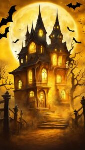 Yellow Halloween Decoration Aesthetic Background Illustration Wallpaper 3