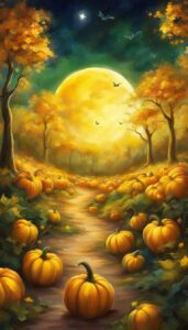 Yellow Halloween Pumpkins background 2