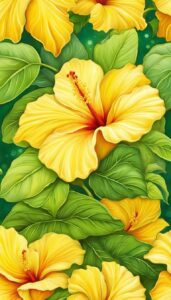 Yellow Hibiscus Flower background aesthetic wallpaper illustration 2