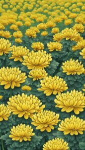 Yellow Mum Chrysanthemum flower background aesthetic wallpaper illustration 1