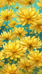 Yellow Mum Chrysanthemum flower background aesthetic wallpaper illustration 2