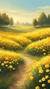 Yellow Romantic Flowers aesthetic wallpaper background illustration 1