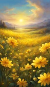 Yellow Romantic Flowers aesthetic wallpaper background illustration 2