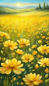 Yellow Romantic Flowers aesthetic wallpaper background illustration 3