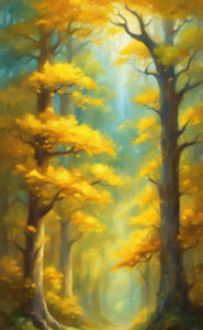 Yellow oak tree background wallpaper illustration 3