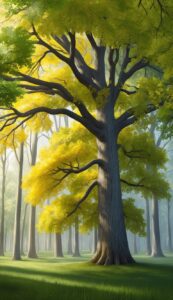 Yellow oak tree background wallpaper illustration 4