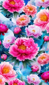 abstract art peonies flowers background wallpaper illustration 2