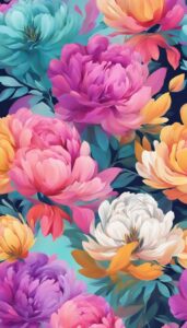 abstract art peonies flowers background wallpaper illustration 3