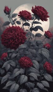 black Dark Romantic Flowers aesthetic wallpaper background illustration 2