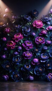 black peonies flowers background wallpaper illustration 2