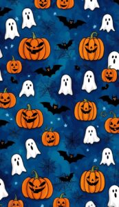 blue Halloween Pattern Background Illustrations Wallpaper 1