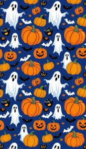 blue Halloween Pattern Background Illustrations Wallpaper 2