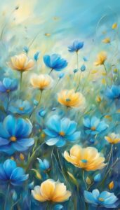 blue Romantic Flowers aesthetic wallpaper background illustration 3