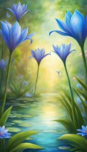 blue lily flower background wallpaper illustration 1