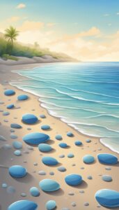 blue pebbles on the beach background wallpaper 3