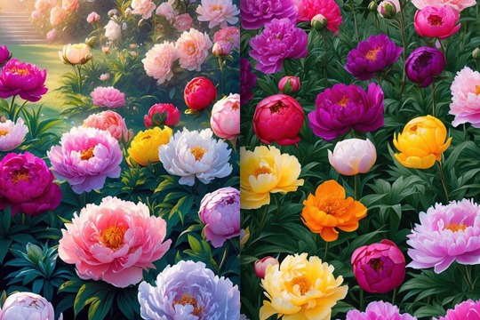 colorful peonies flowers