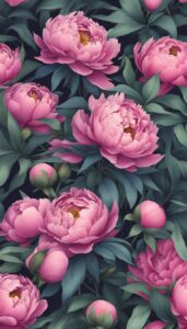 dark peonies flowers background wallpaper illustration 3