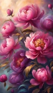 dark peonies flowers background wallpaper illustration 4