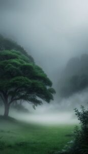 green foggy background wallpaper illustration 1