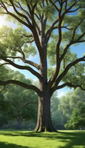 green oak tree background wallpaper illustration 1