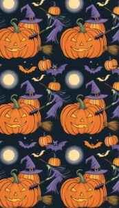 happy Halloween Pattern Background Illustrations Wallpaper 2