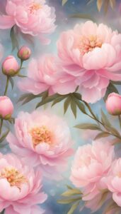 light pink peonies flowers background wallpaper illustration 4