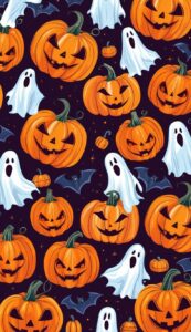 orange Halloween Pattern Background Illustrations Wallpaper 1